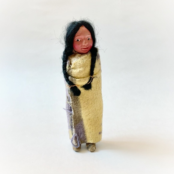 VTG Native American Indian Skookum Style Stuffed Blanket Wrap Doll - Picture 1 of 12